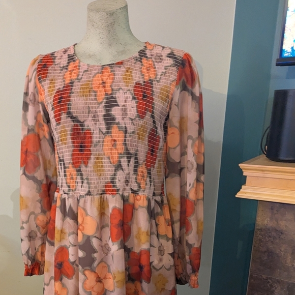 Mad About Style Jilly Box Grace Farm Floral Smocked Midi Dress Size L NWOT - Picture 9 of 17